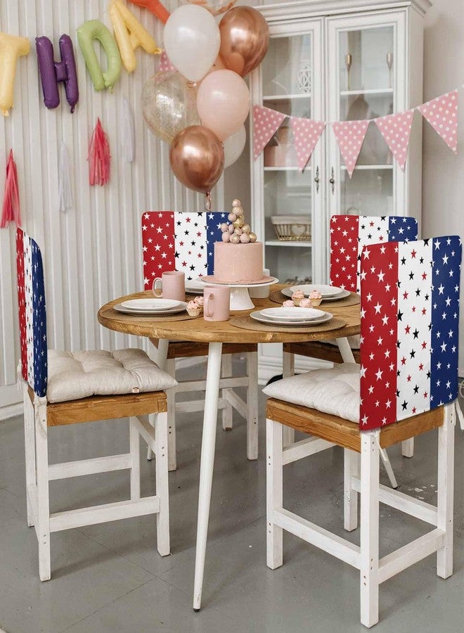 LooPoP 4th of July Chair Covers Set of 4 Patriotic Stars American Flag Chair Slipcover Protector Stretch Chair Covers Red White and Blue Independence Day Chair Back Covers for Dining Chairs Kitchen Party - Image 3